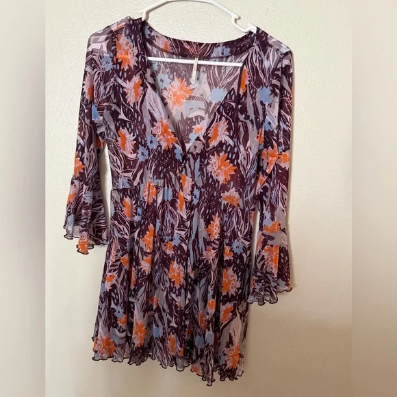 Free people Beach Babe Bell Sleeve Tunic Women’s XS Boho Hippie - Picture 3 of 8